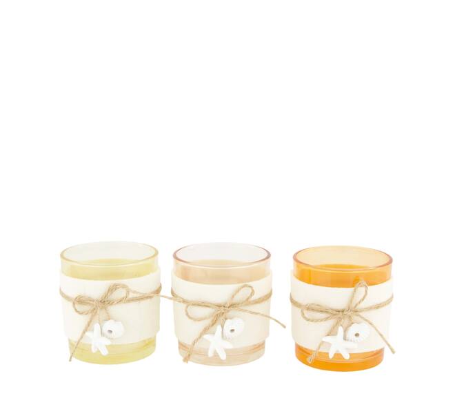 Tealight holder glass 7.5x7.5x8cm  - Multi