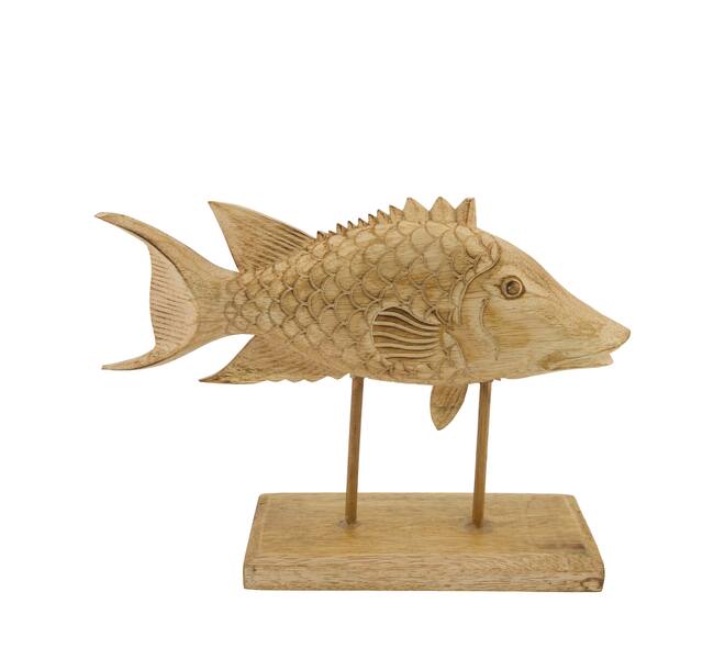 Statue fish albizia wood 38x11x28cm - Natural
