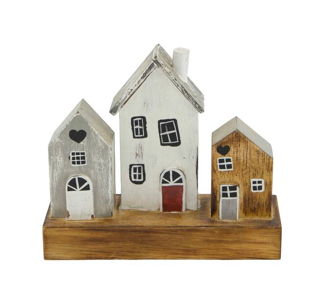 House albizia wood on feet 18x6x16cm - Natural