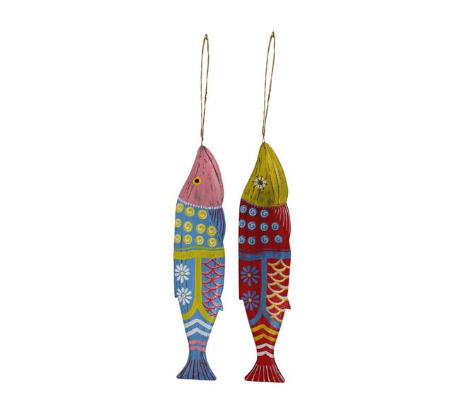 Hanger fish albizia wood 12x2x58cm - Multi