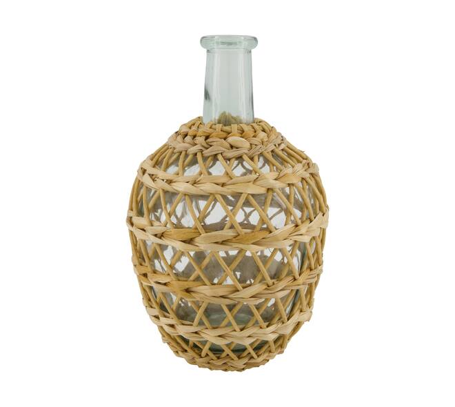 Bottle with willow frame glass 20.5x20.5x31.5cm - Natural