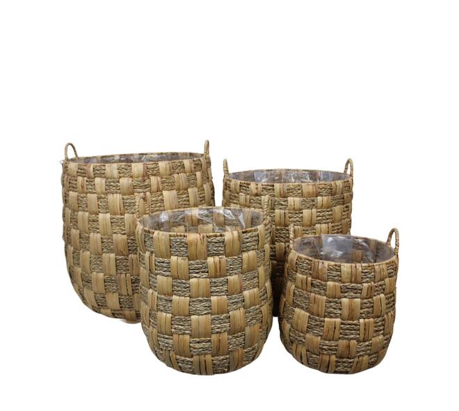 Basket seagrass with plastic 55x55x58cm  - Natural