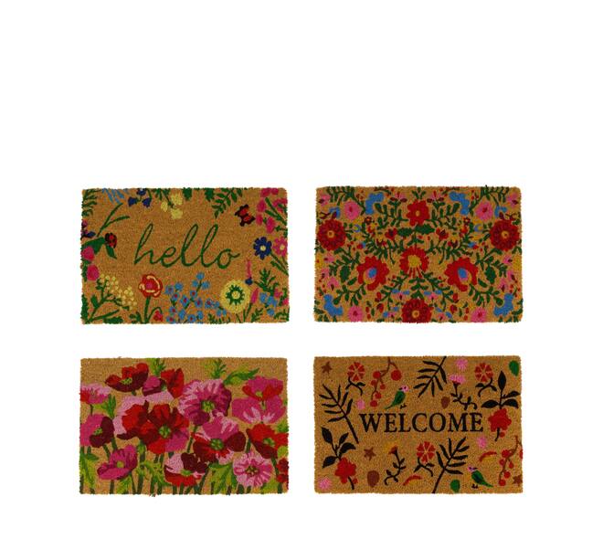Mixed doormat coco flowers on pallet 58x38x1.5cm