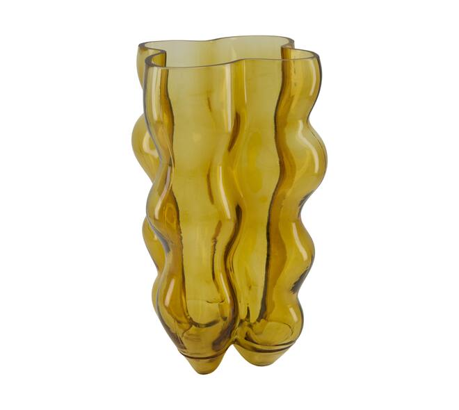 Vase glass 16x16x30.5cm - Yellow