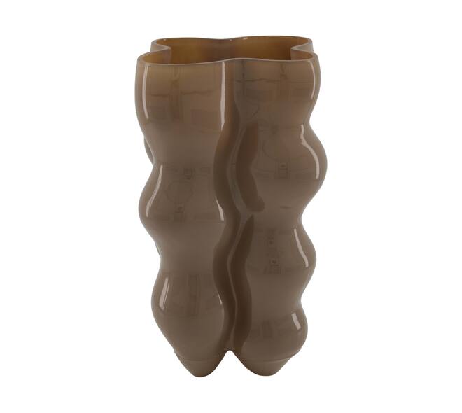 Vase glass 16x16x30.5cm - Cream