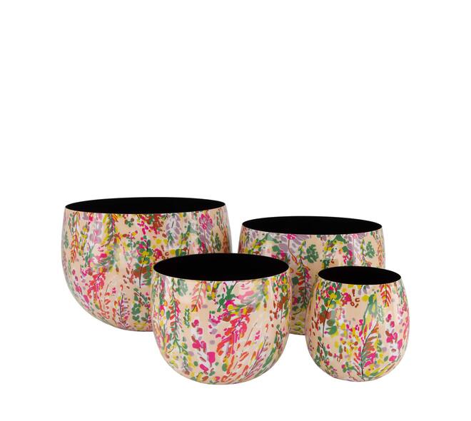 Planter leaves metal 23x23x17cm  - Pink