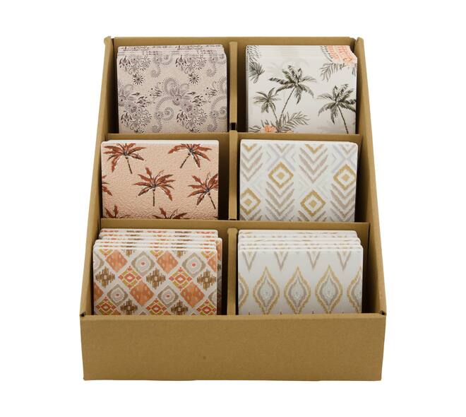 Coaster square ceramic 10x10x0.7cm - Multi