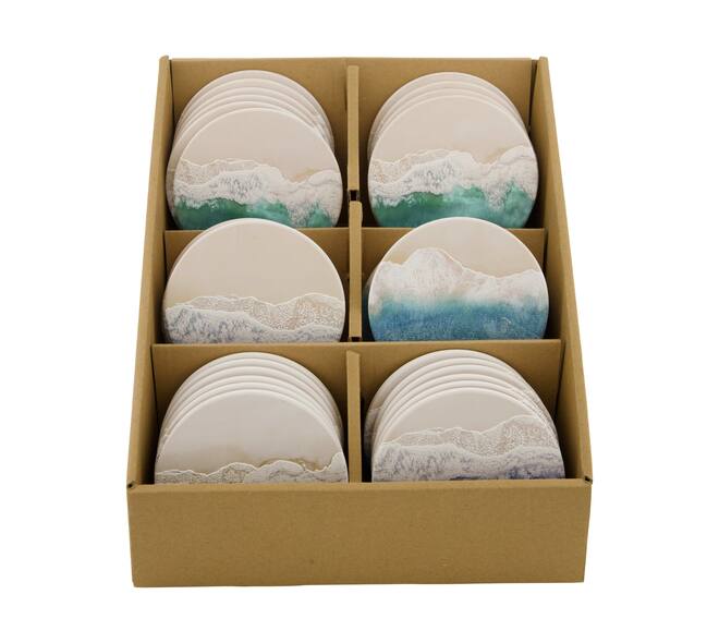 Coaster round ceramic 10.3x10.3x0.7cm - Multi