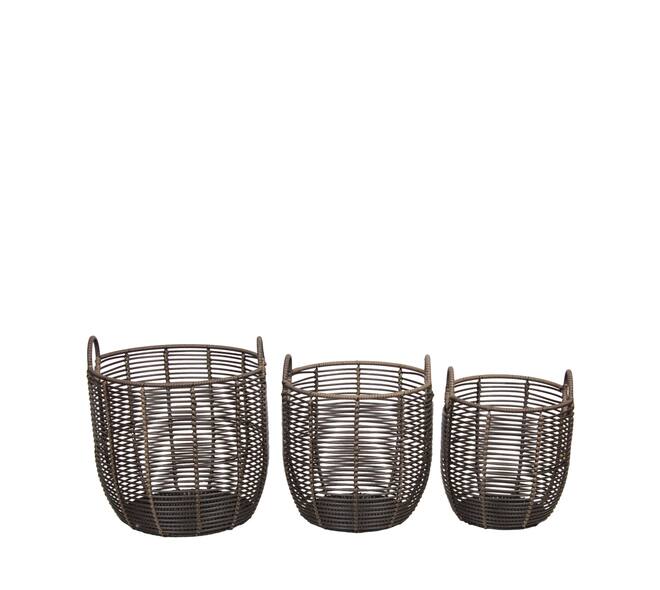 Basket round pp wire nature 38x38x35cm S/3