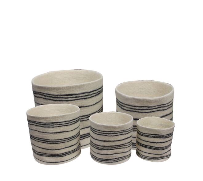 Basket round wool 38x38x38cm  - White