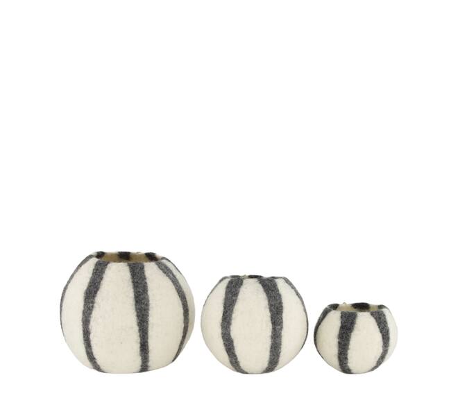 Basket round wool 24x24x21cm  - Grey