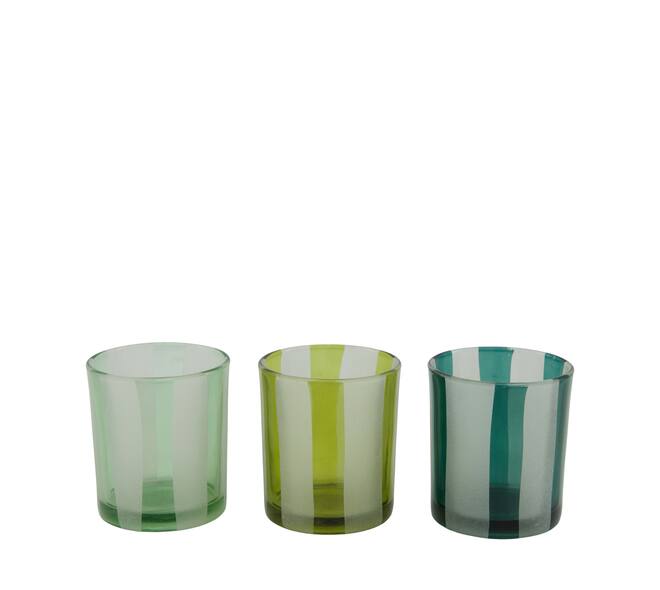 Tealight holder glass 7x7x8cm  - Green