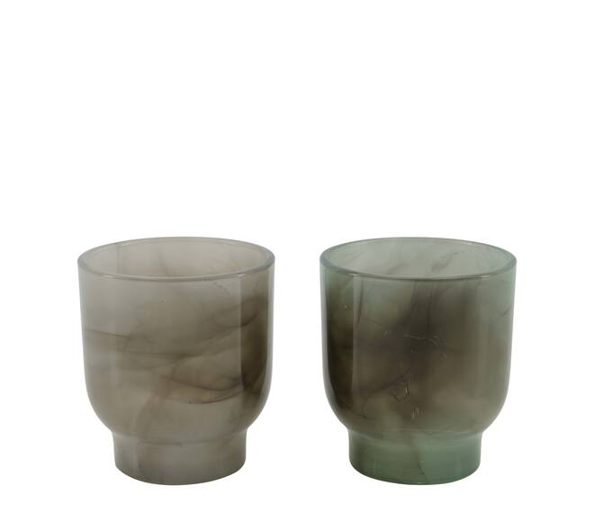 Tealight holder glass 9x9x10cm - Multi