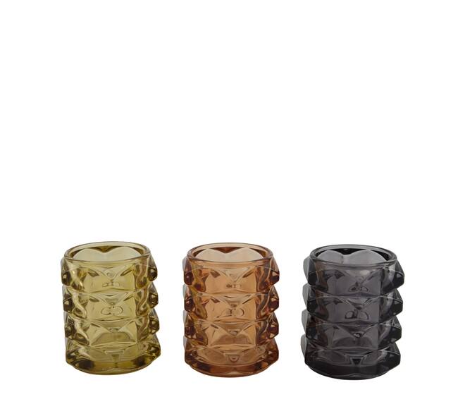 Tealight holder glass 8x8x9cm - Multi