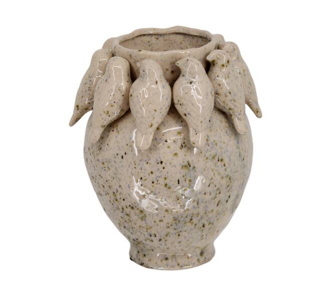 Vase birds cement 22.7x22.7x28cm - Multi