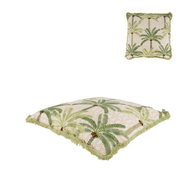 Cushion palm tree cotton 45x45x9cm - Natural