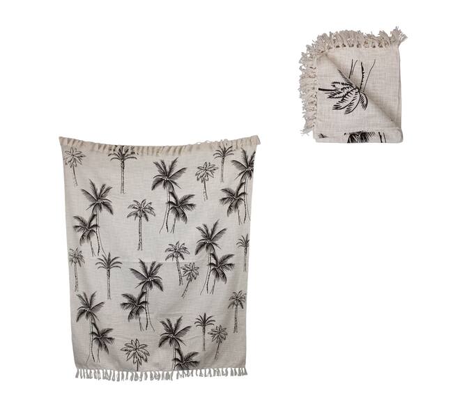 Plaid palm tree cotton 125x150x0.5cm
