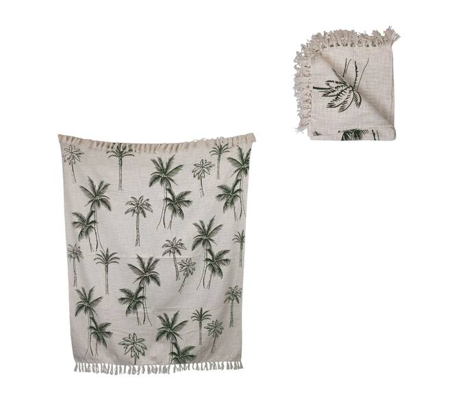 Plaid palm tree cotton 125x150x0.5cm