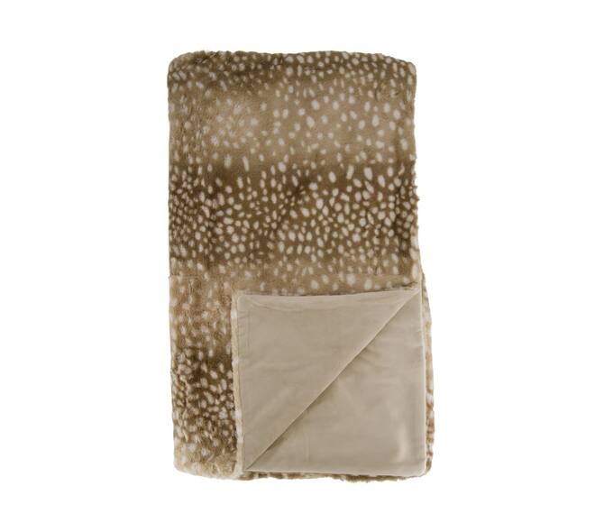 Plaid deer fur polyester 170x130x2cm - Brown