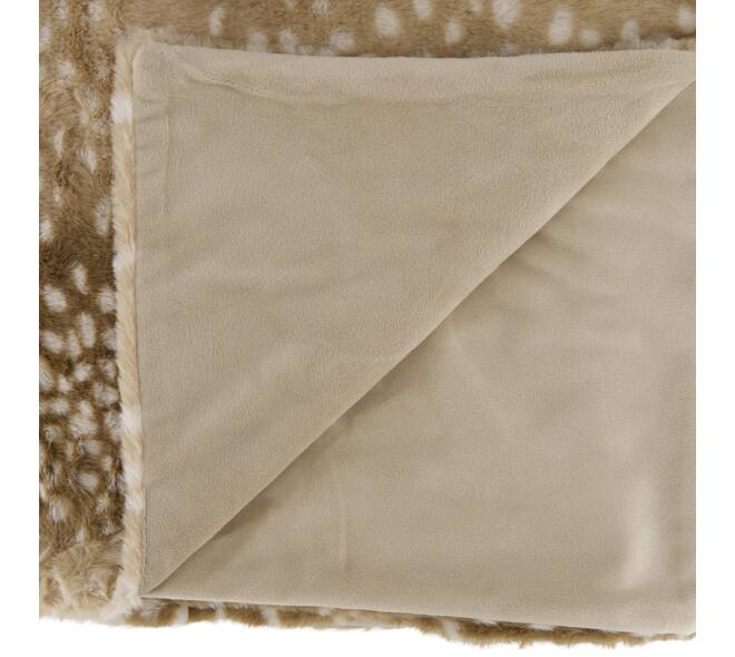 Plaid deer fur polyester 170x130x2cm - Brown