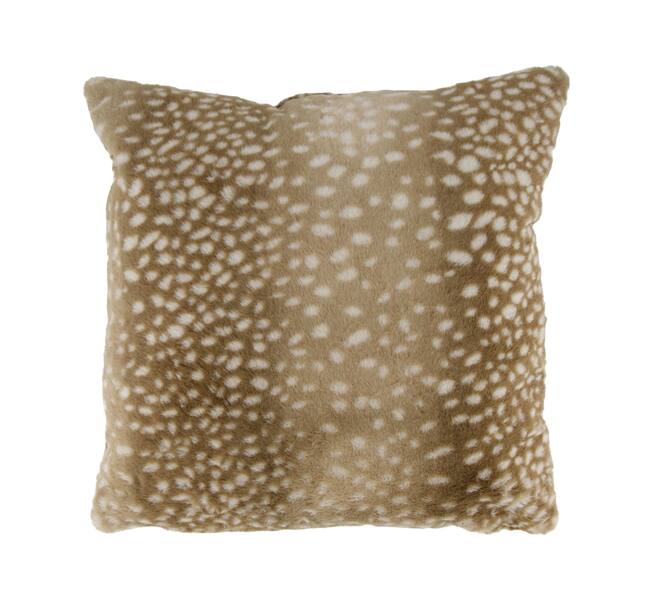 Cushion deer fur polyester 45x45x12cm - Brown