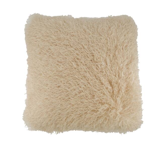 Cushion faux fur polyester 45x45x12cm - Cream