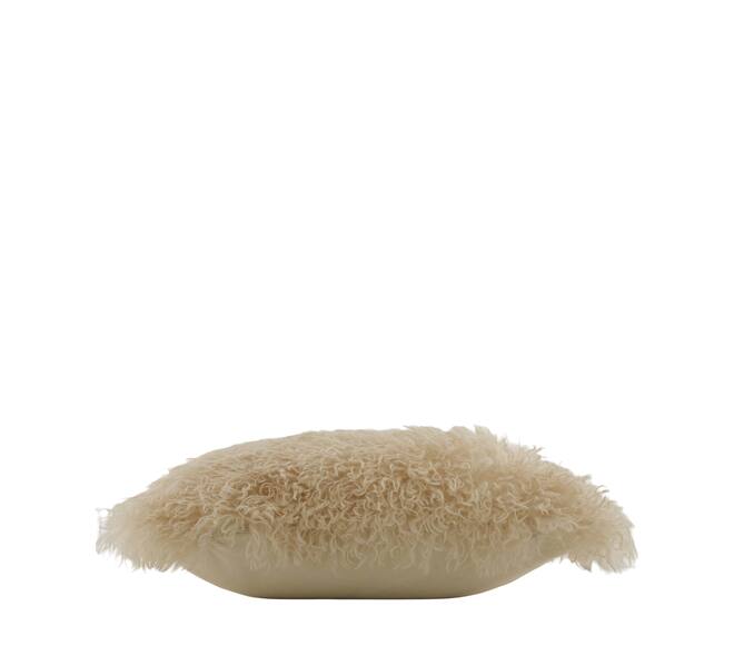 Cushion faux fur polyester 45x45x12cm - Cream