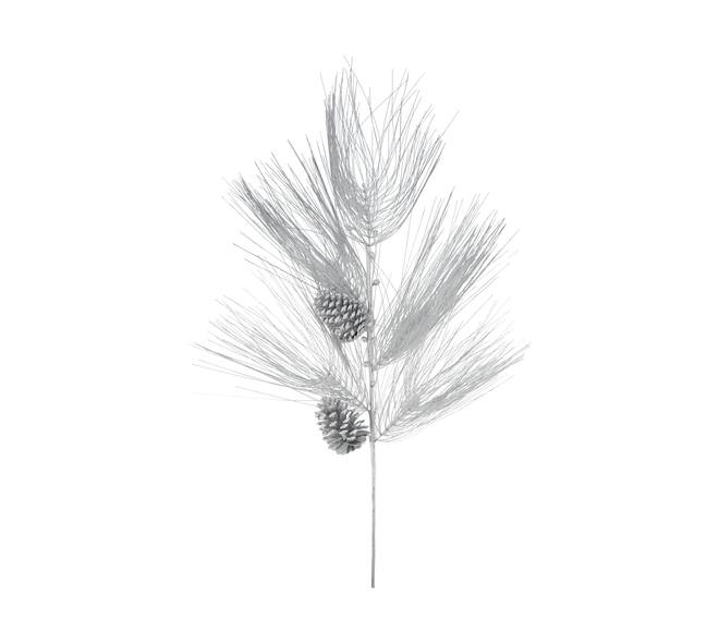 Branch pine needle with pine cones artificial 117x30x5cm - Silver