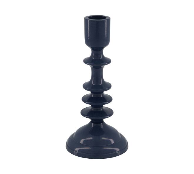 Dinnercandle holder aluminium 8.5x8.5x17.5cm - Blue