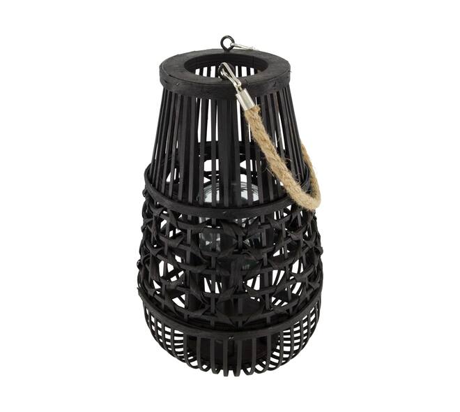 Lantern bamboo with glass 22x22x36cm