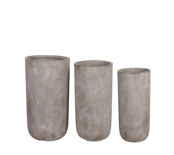 Planter round cement 38x38x73cm  - Grey