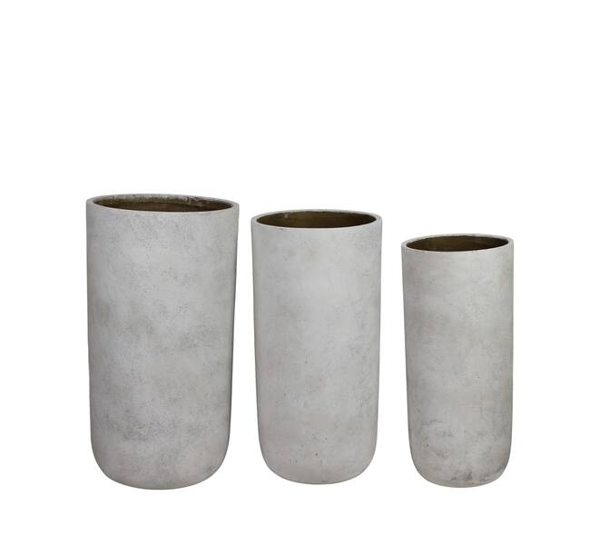 Planter round cement 38x38x73cm  - Grey