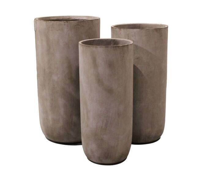 Planter round cement 38x38x73cm S/3
