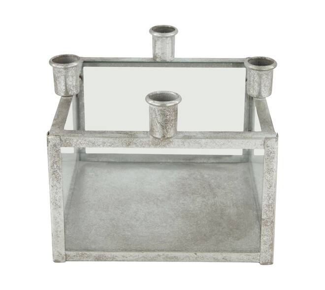 Dinnercandle holder square for 4 candles metal 18x18x15cm