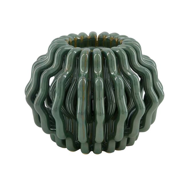 Planter round ceramic 20x20x14cm - Green