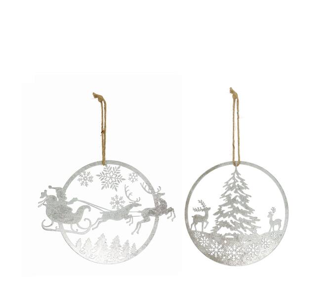 Hanger deer  santa  tree metal 24x0.1x18cm  - Silver