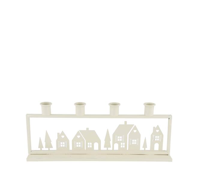 Dinnercandle holder rectangular for 4 candles metal 37.5x6x14.5cm