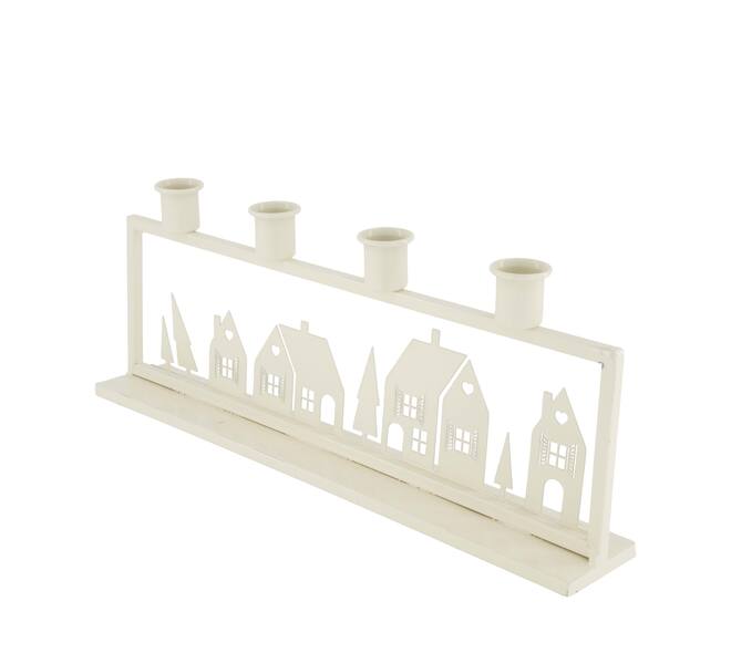 Dinnercandle holder rectangular for 4 candles metal 37.5x6x14.5cm