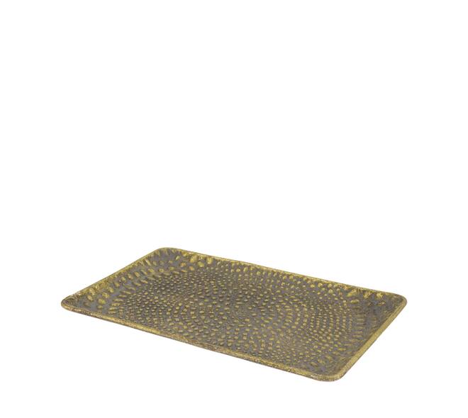Tray rectangular metal 28.5x18.5x1.5cm - Gold
