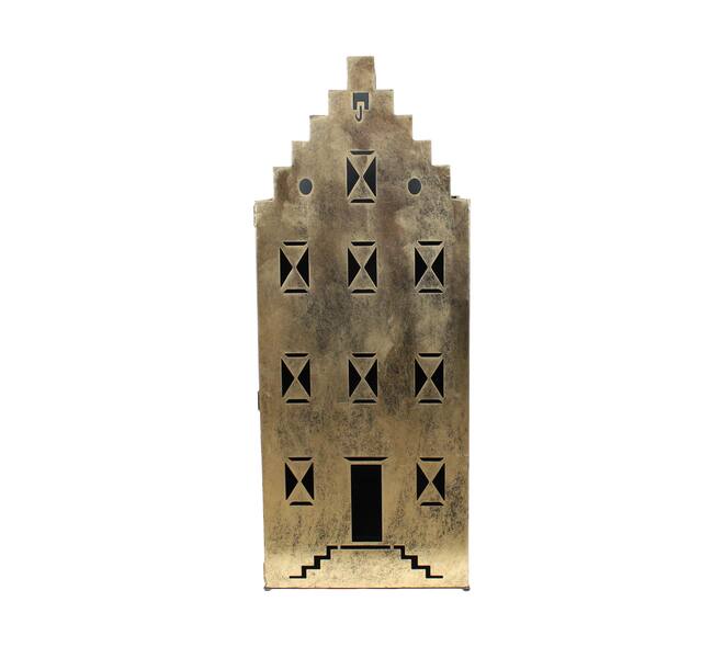 Statue house metal 29x46x118cm - Gold