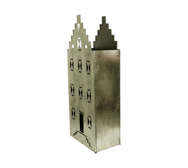 Statue house metal 29x46x118cm - Gold