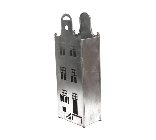 Statue house metal 18x28x78cm - Silver