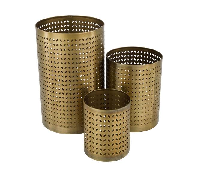 Lantern round metal 12.5x12.5x20.5cm S/3