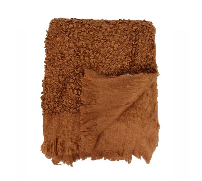 Plaid rectangular boucle polyester 125x150x2cm - Orange