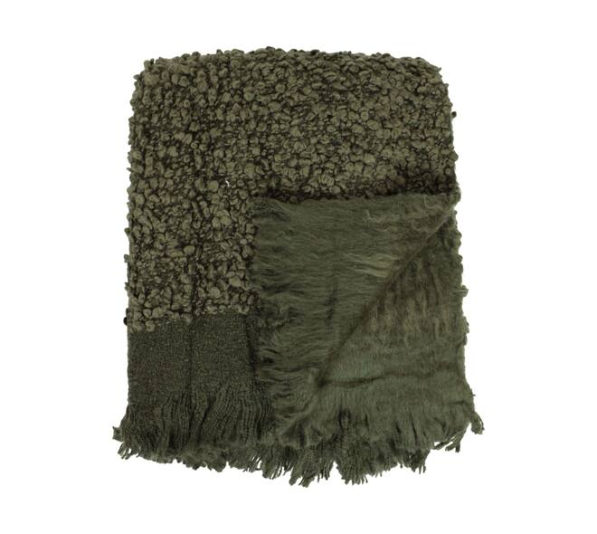 Plaid rectangular boucle polyester 125x150x2cm - Green