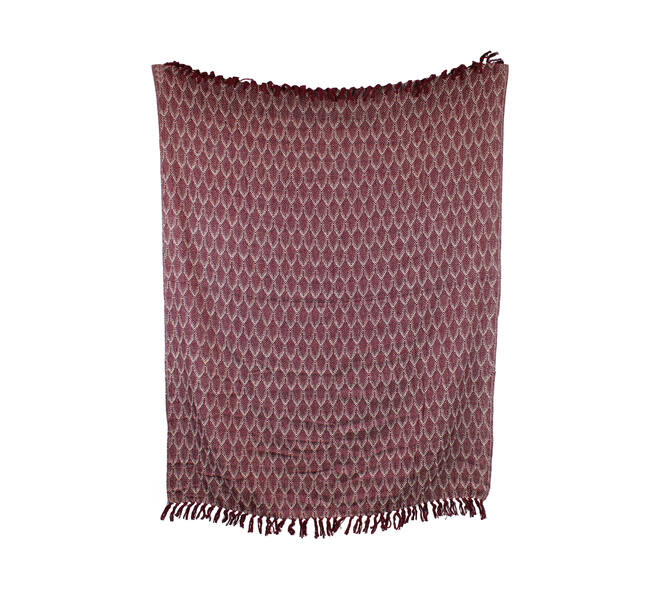 Plaid rectangular leaf print cotton 125x150x2cm - Red