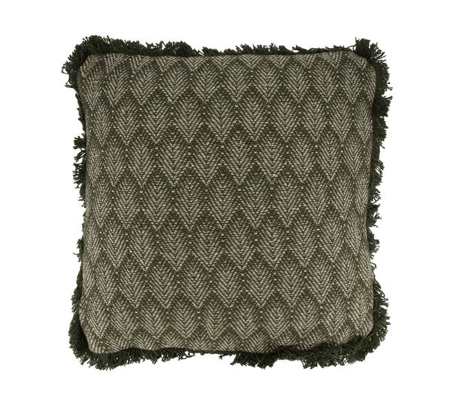 Cushion square leaf print cotton 45x45x8cm - Green