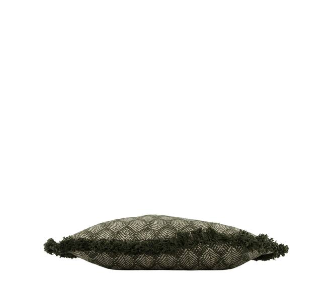 Cushion square leaf print cotton 45x45x8cm - Green
