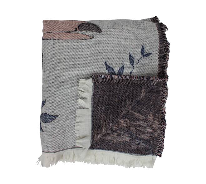 Plaid rectangular jacquard bird print acrylic 125x150x2cm - Multi