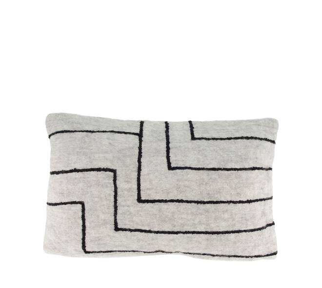 Cushion rectangular striped acrylic 50x30x8cm - Grey